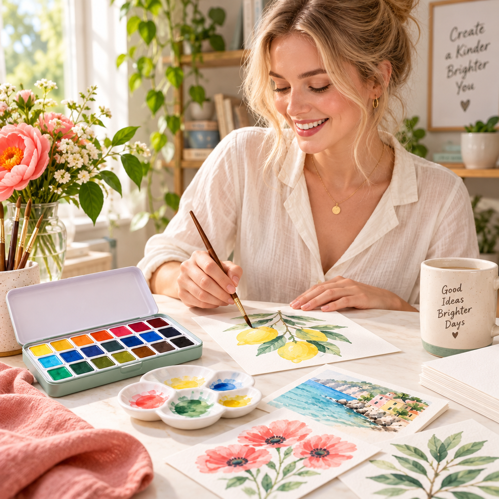 Watercolor Postcard Painting Kit