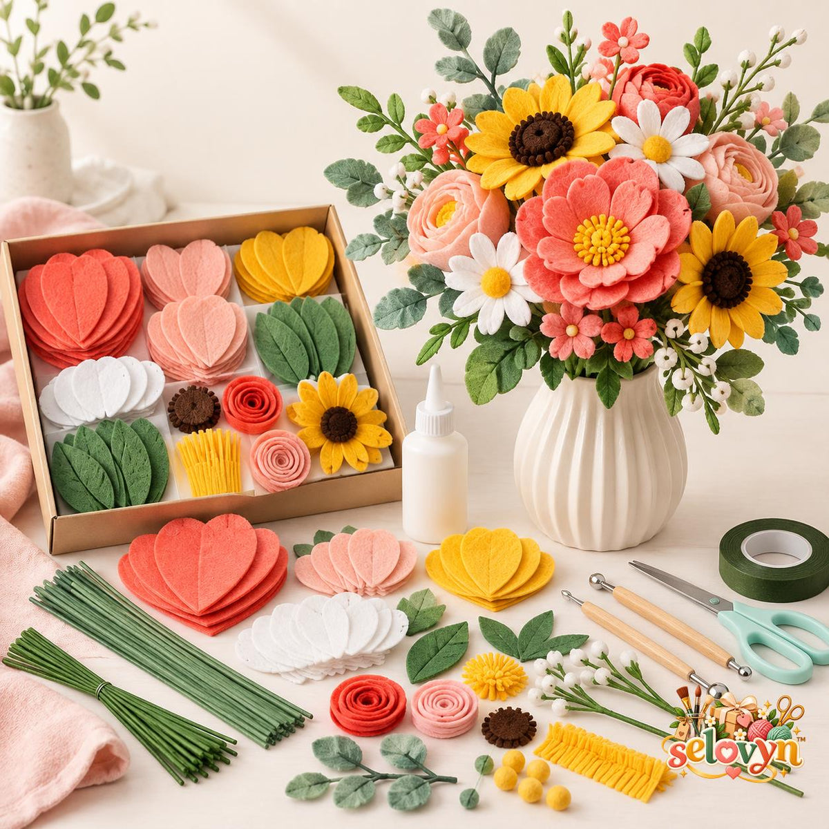 Selovyn Felt Flower Bouquet Making Kit main image