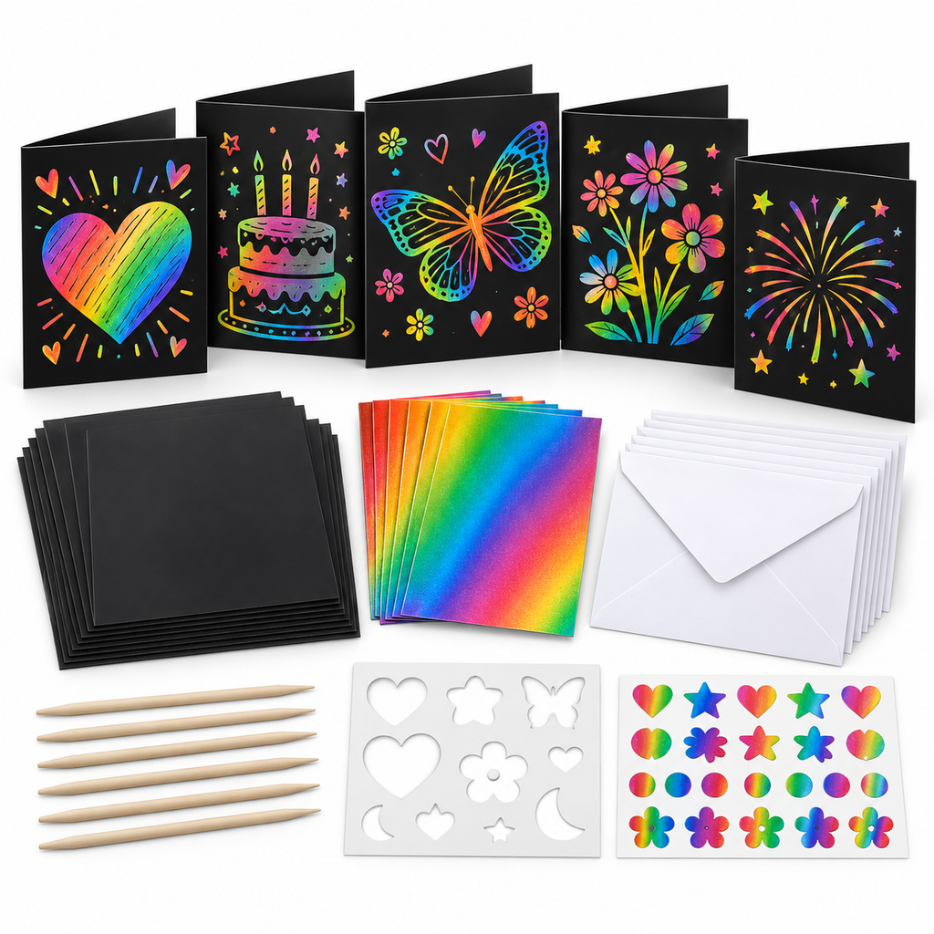 Selovyn Scratch Art Greeting Card Kit white image