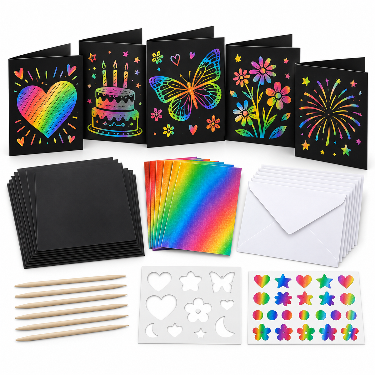Selovyn Scratch Art Greeting Card Kit white image