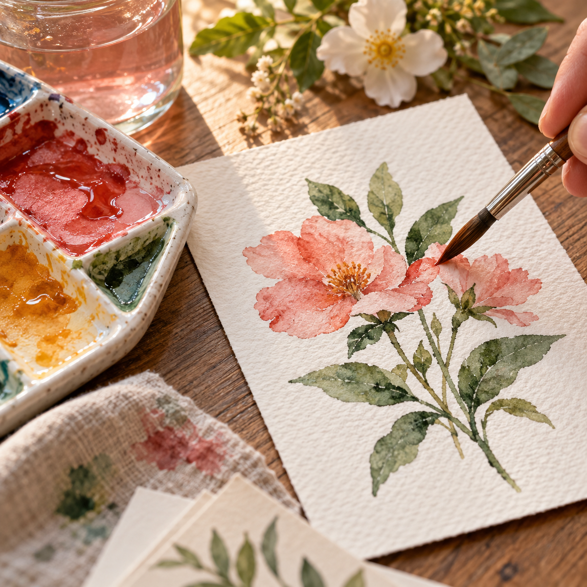 Selovyn Watercolor Postcard Painting Kit detail view